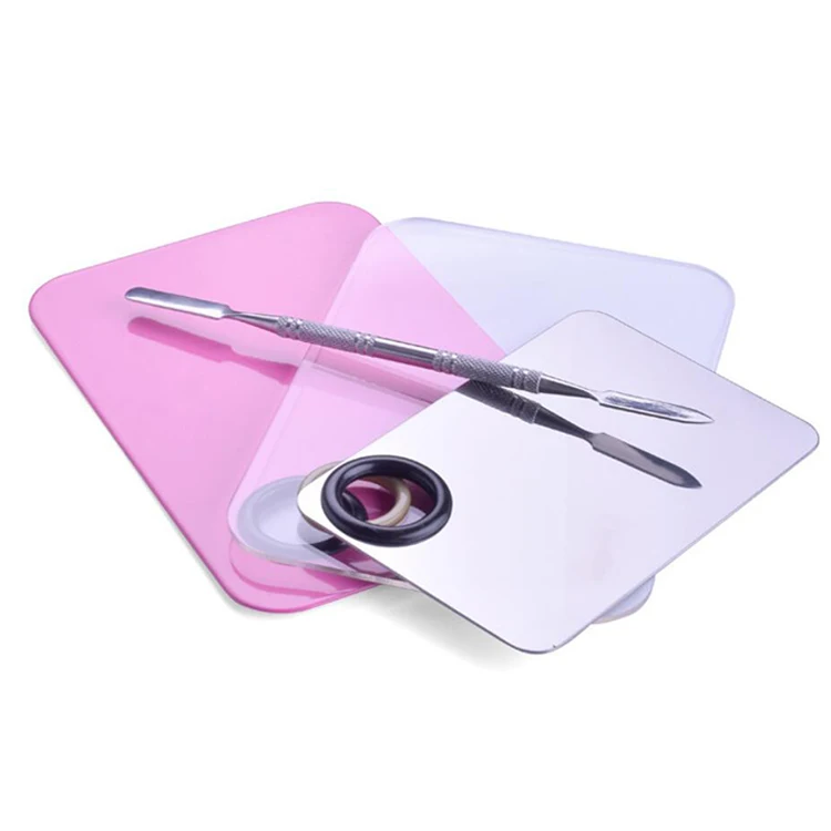 Private label small big Acrylic Cosmetic makeup Mixing palette Make up Artist Tool Stainless Steel Nail Art Palette Spatula