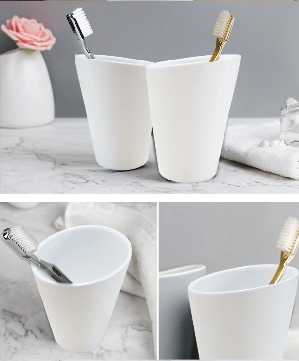 Wholesale Hotel Amenities Cheap Travel Ceramic Toothbrush and Mouthwash Cup for Guests