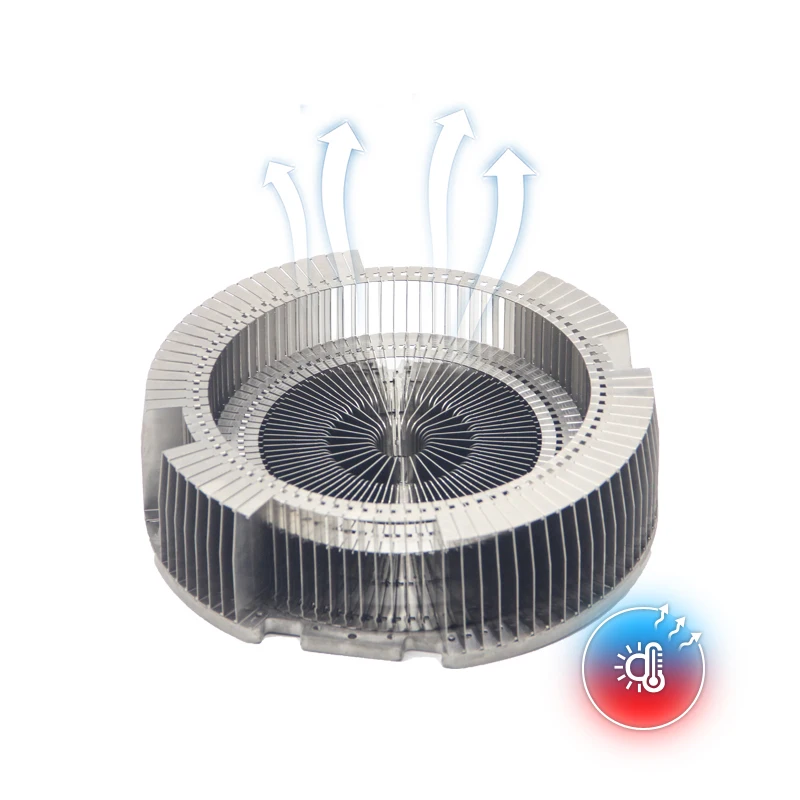 Custom High Power OEM Stage Light LED Copper Silver Round Heatsink with Zippered Fin Aluminum Heat Pipe IP65 Lighting