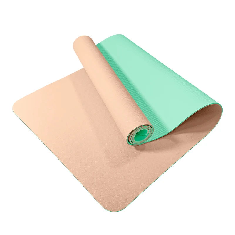 Eco Friendly Durable  Organic Custom Logo Print Tpe Yoga MatCheap Thick Fitness Foldable Travel Exercise Yoga Mat