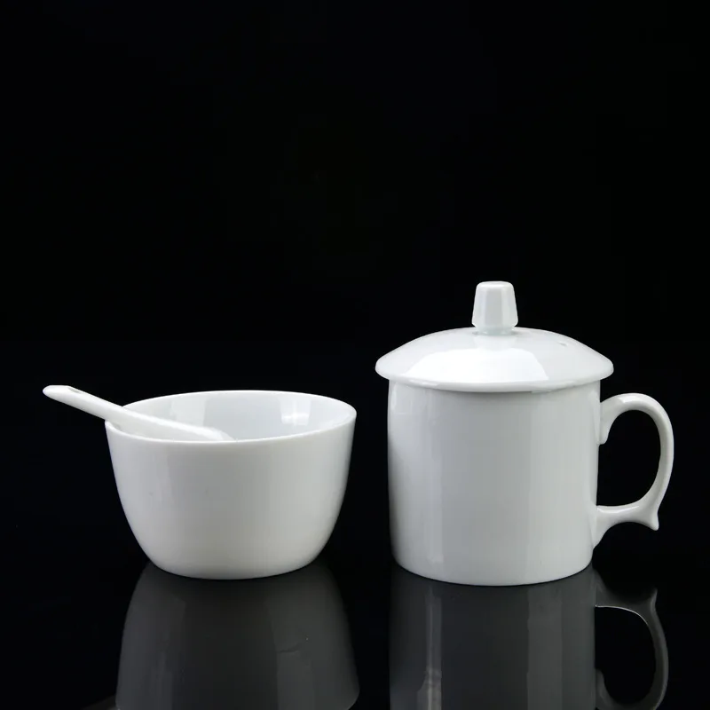 Jade porcelain size cover bowl Tea tasting Judging spoon tasting tea set handmade white porcelain brewing bowl tea cup