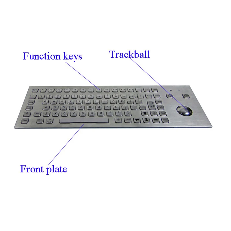 Industrial Keyboard Front Panel Mounting Keyboard with Optical Mouse Trackball