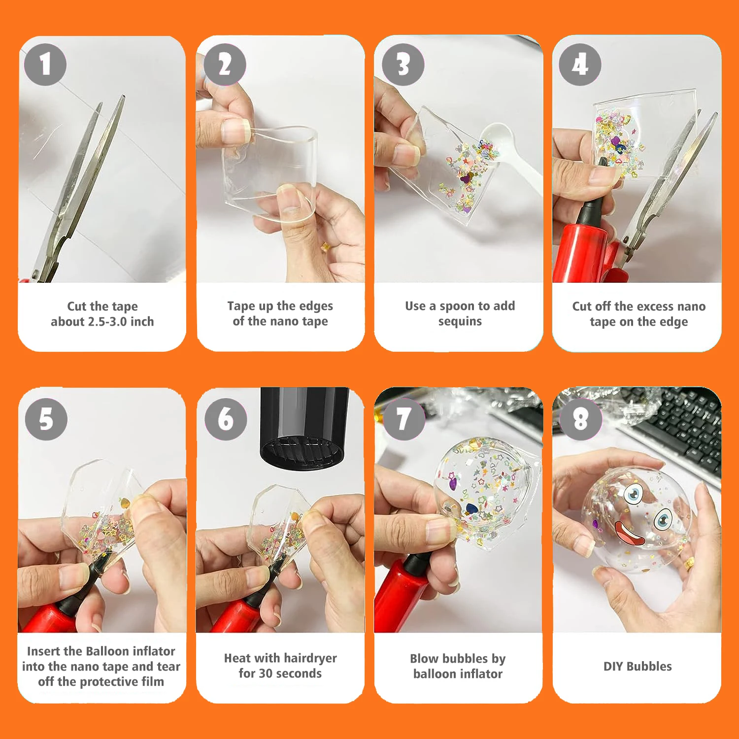 EONBON Nano Tape Balloon 2 Tape Not Double Sided, Nano Tape Balloon For Kids Girls Adult Party Favors Gifts Fidget Toy Craft