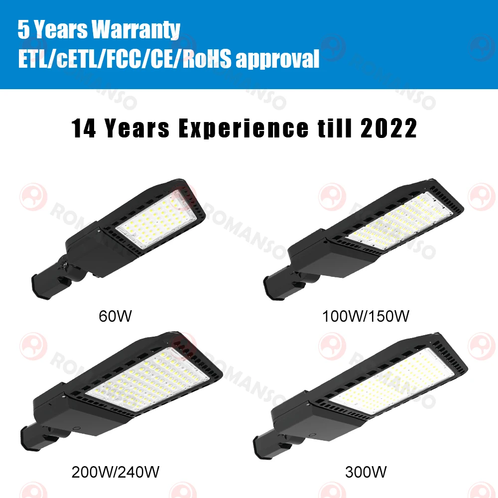 ROMANSO Hot Selling Led Street Light Shoebox 100W 150W 200W 240W 300W Led Parking Lot Lighting Area Light