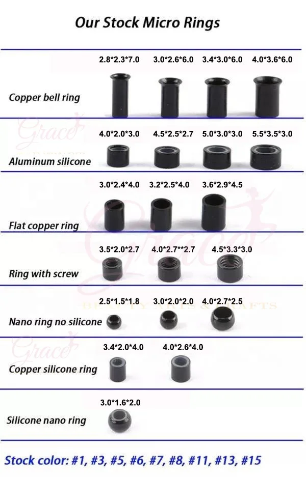 Hot Selling custom logo 5.0*3.0*3.0mm Silicone Lined Micro Link Beads Hair Extension Tools Aluminium silicone lined Micro Ring