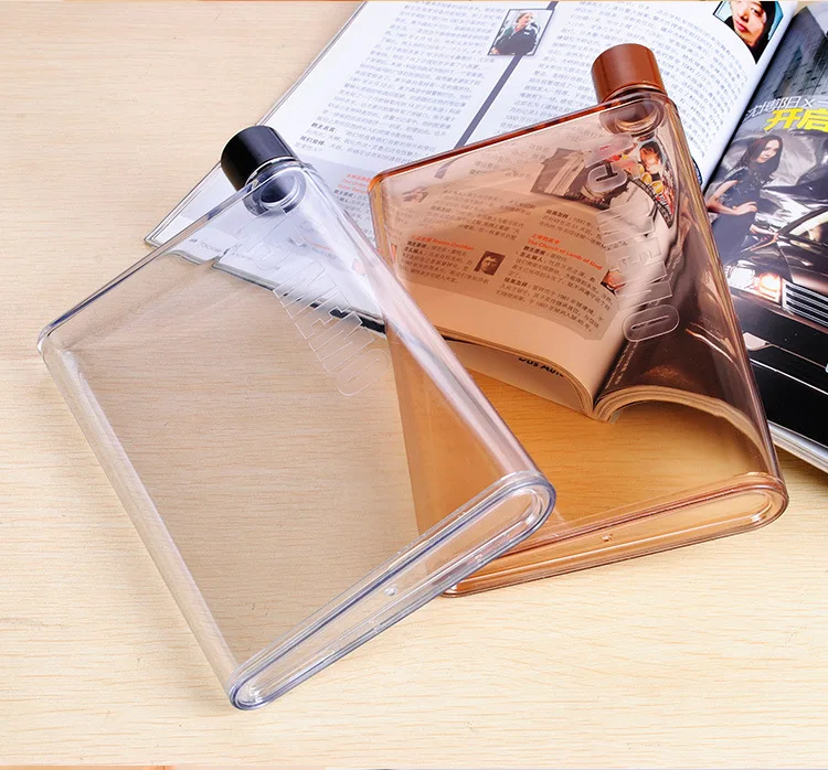 2020 private label picture printing plastic water bottles A5 size A6 flat  bottle easy carry