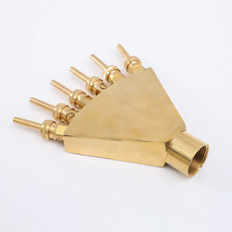 1 Inch Adjustable Brass Phoenix Tail Scattering Fountain Spray Head Small Nozzles with Valve Garden Landscape Sprinklers