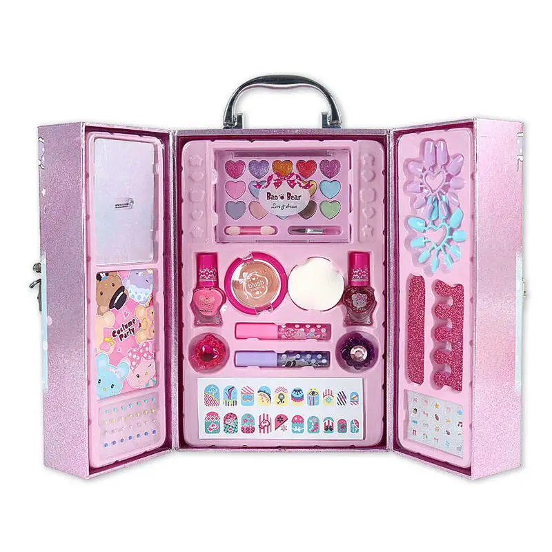 Hot Sell Princess Portable manicure set Nail Polish cosmetic carry case toys set for girls