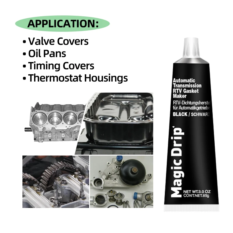 Professional Factory High Temperature Flexible Blue Grey Black Adhesive Gasket Maker 85g RTV Silicone for Automobile