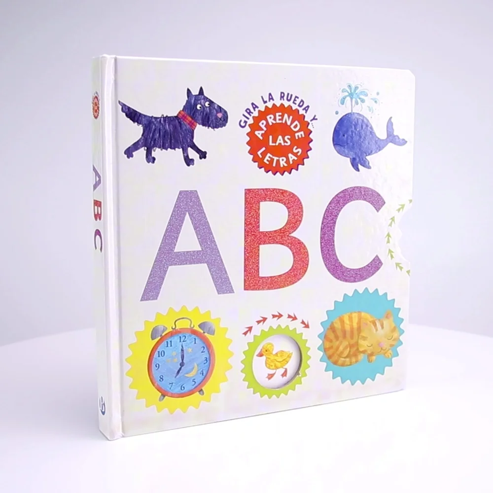 Custom Hardcover Mini Kids ABC Board Glitter Cover English Blank Babies Board Books Children Board Book Printing Service