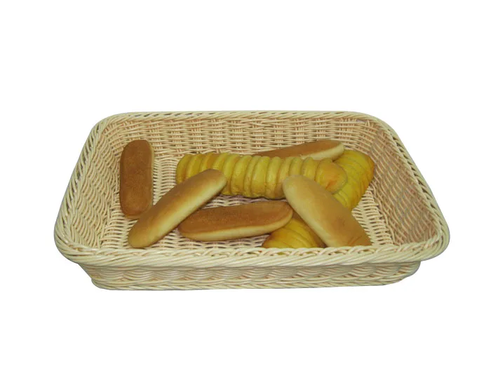 Eco-friendly Handmade Woven Plastic Storage Bread Basket Square Shape PP Small Rattan Basket