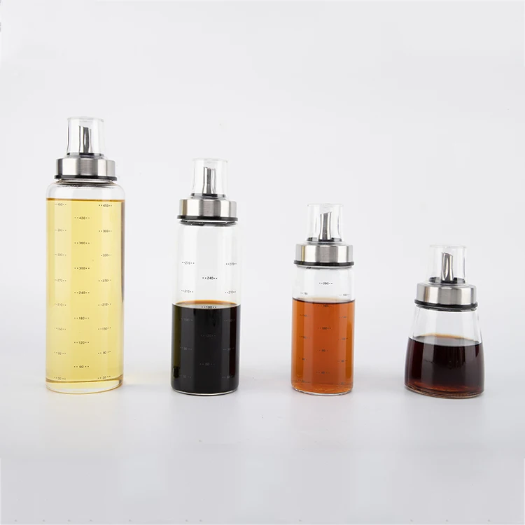 300ml  high quality Glass Sauce Dispenser 500ml borosilicate glass oil pot bottle with Pourer Tall Vinegar Dispenser