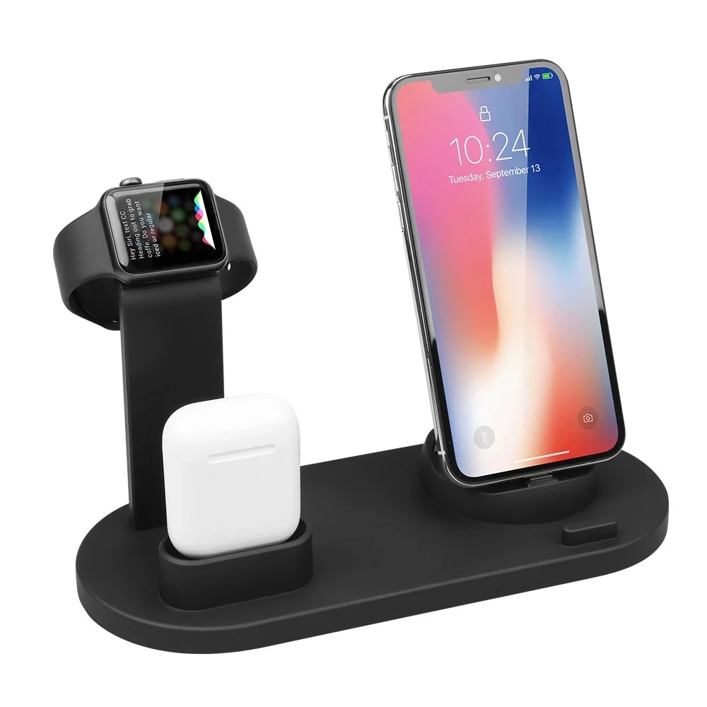 Qi 3 in 1 Fast Wireless Charger Charging Stand Mobile Phone Holder Smart Watch Wireless Charing Case For iphone 12