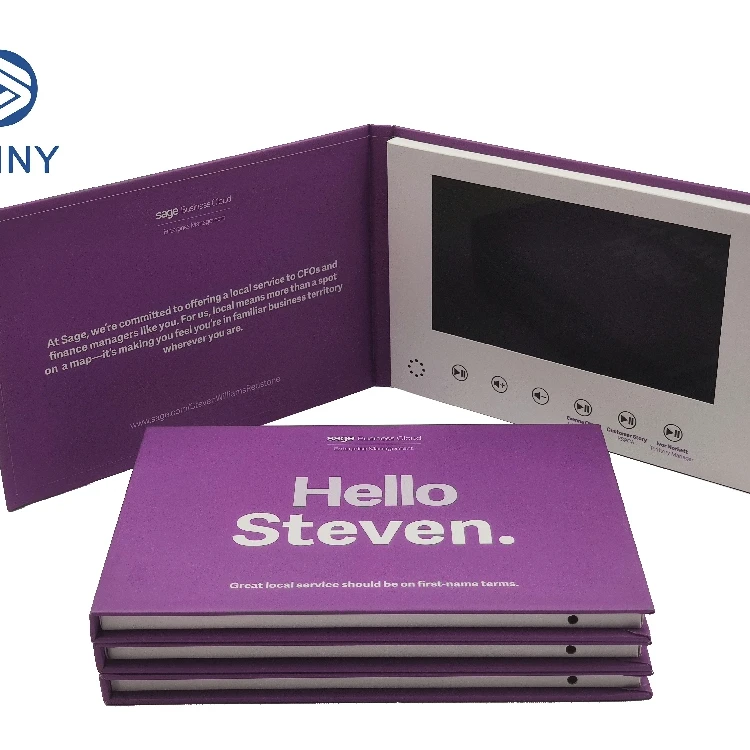 Custom Handmade Luxury 7 Inch LCD Screen Mini Video Brochure Custom Video Business Card For Advertising Marketing Invitation