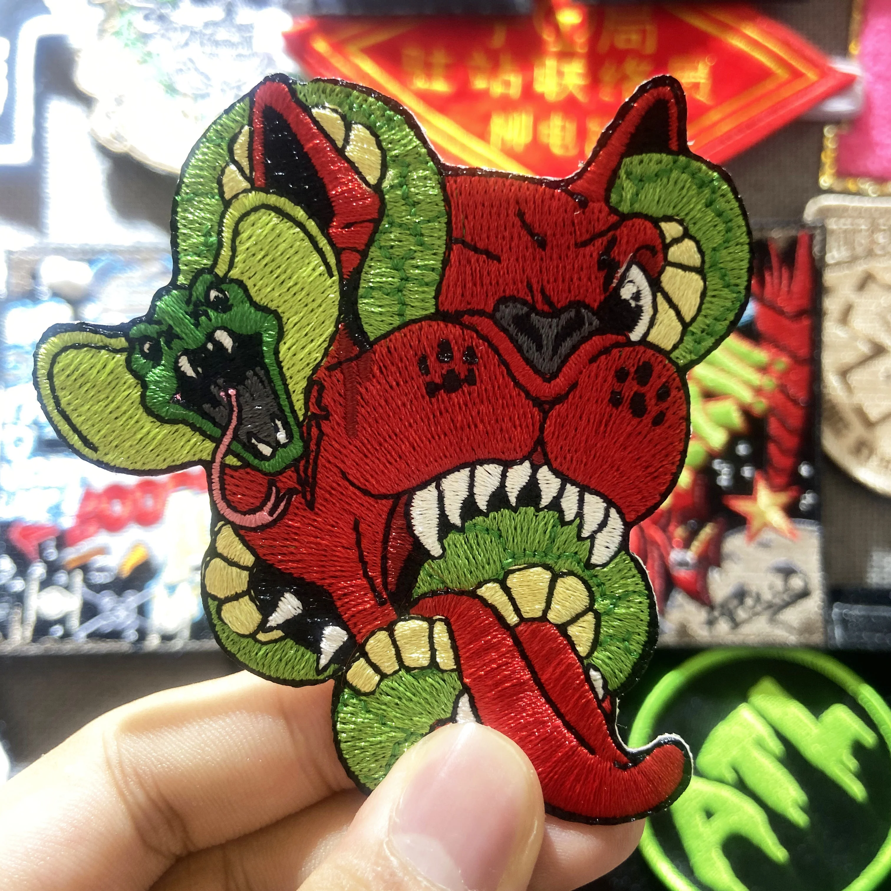 Custom iron on sew on hook and loop laser cut embroidery cartoon animal  patch badge for decoration