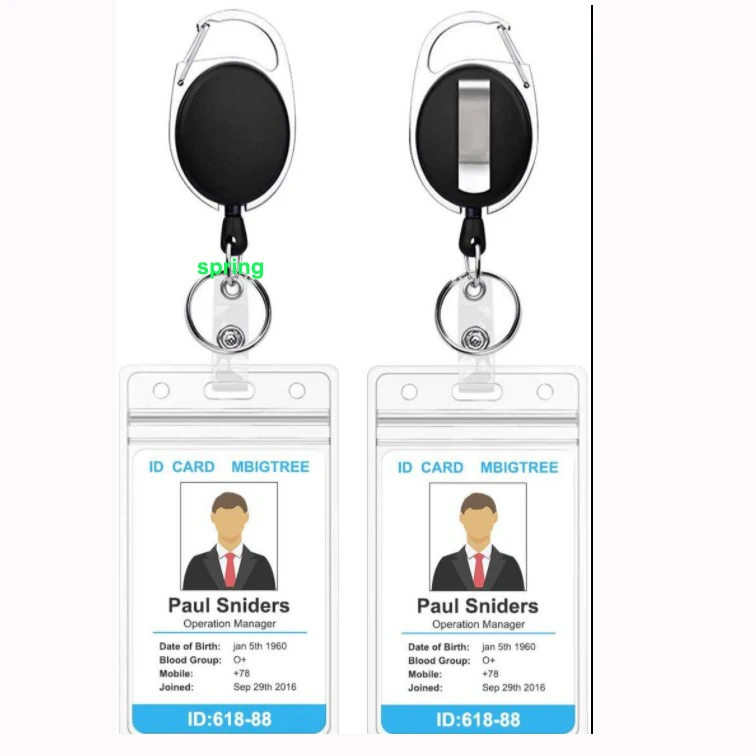 Best Sale Durable Retractable Badge Reel Keyring Clip With Waterproof Card Pouch For ID Card Holder