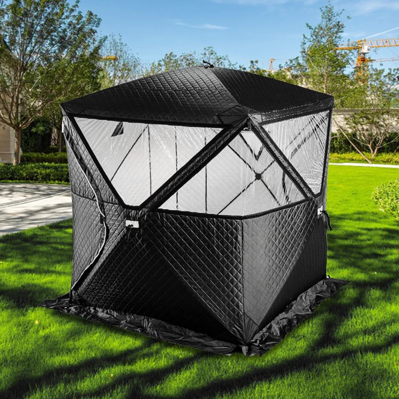 Outdoor Modern Sauna Rooms Quick Camping Ice Cube Winter Fishing Tent Portable Square Hiking Mobile Sauna Hub Tent