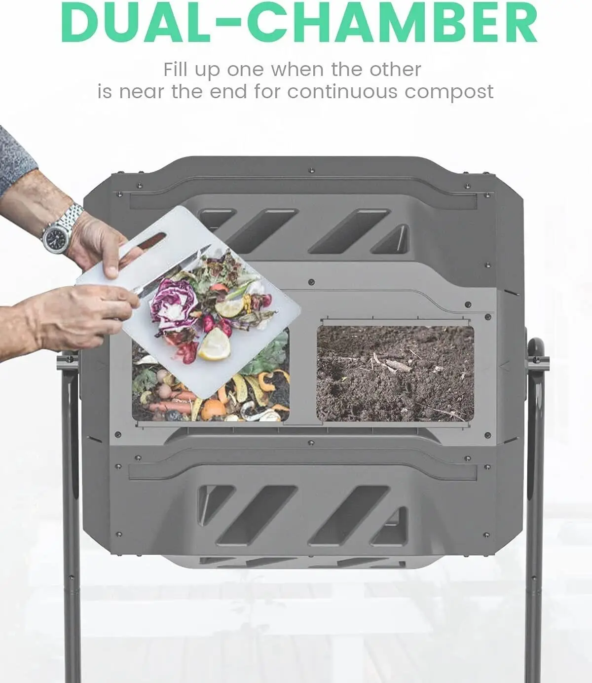 Garden Compost Bin from BPA Free Dual Rotating Outdoor Composting Tumbler 43 Gal