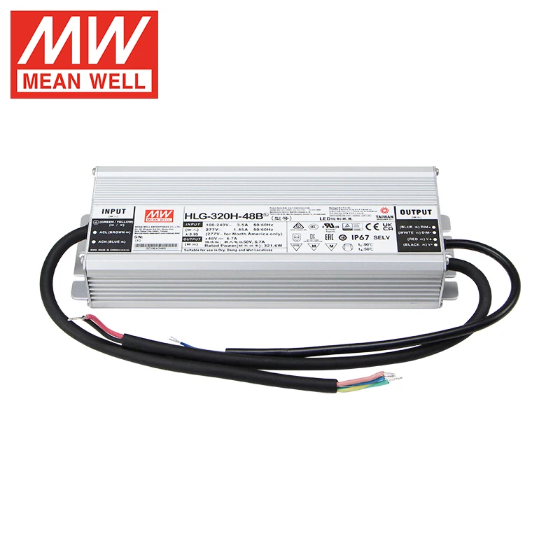 Meanwell HLG-320H-48B CC и CV 320 Вт светодиодный драйвер 48 В 3 в 1 Функция затемнения