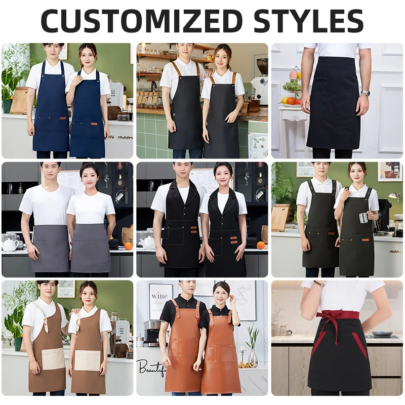 Apron for Beauty Salon Restaurant Waiter Uniform Work Cotton Apron Waterproof Lead Aprons Custom