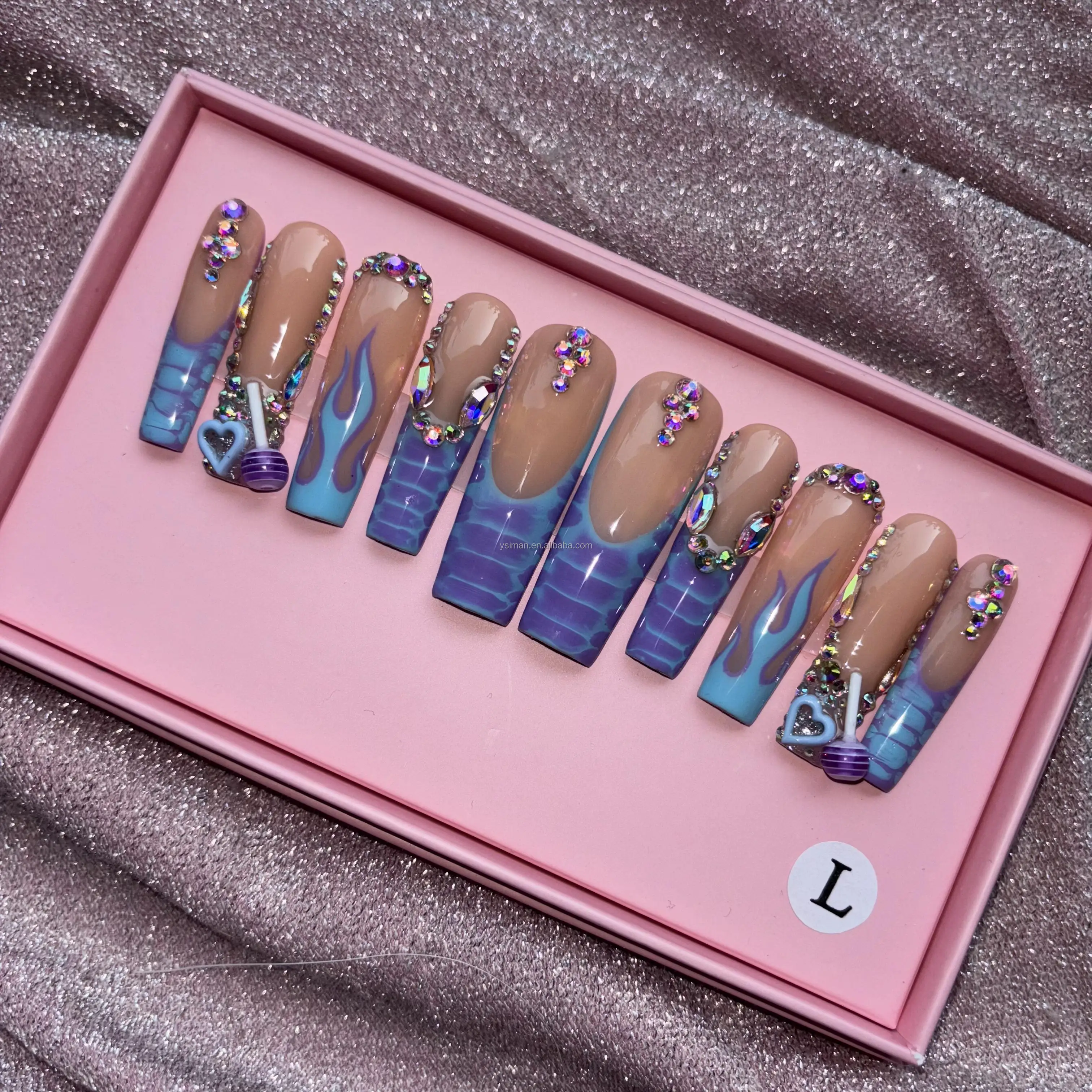 Green and yellow New Arriving OEM Ballerina French press on Nails press on Nails artificial fingernails Art for wom