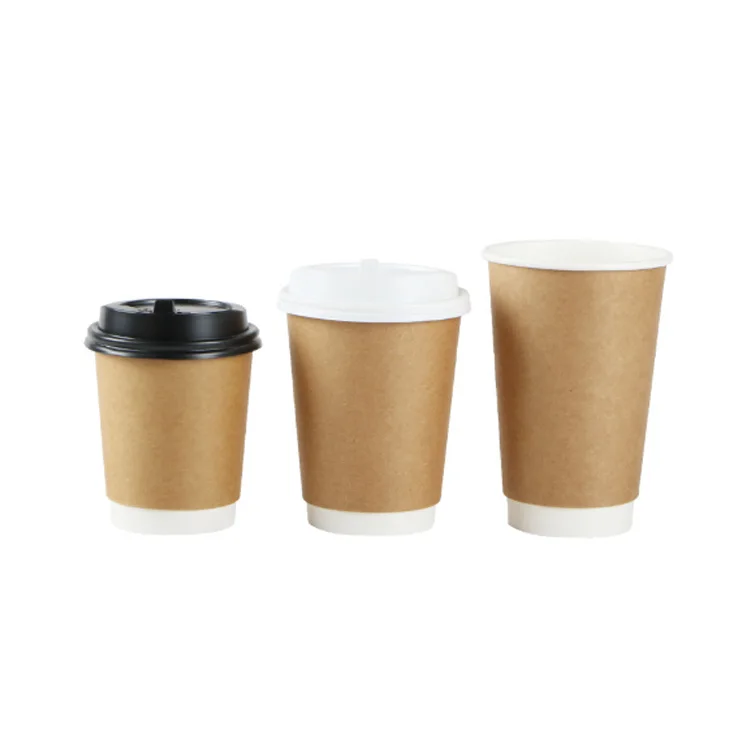 Custom printer wholesale kraft disposable 12oz 16oz double wall hot drinks cup coffee paper cup with logo