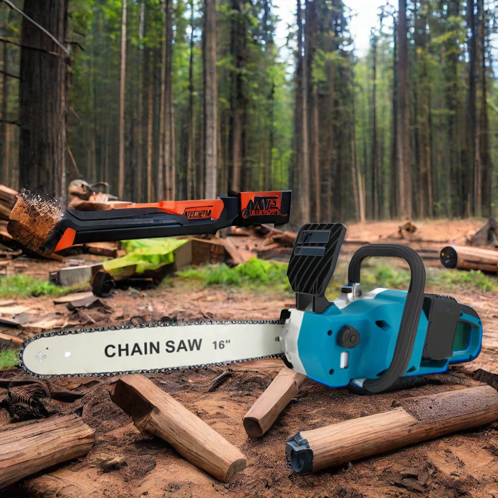 MKT 16 Inch Battery Tool Cordless Lithium ChainSaw Wood Cutting Machine Garden  Electric Power Long Reach Chain Saws