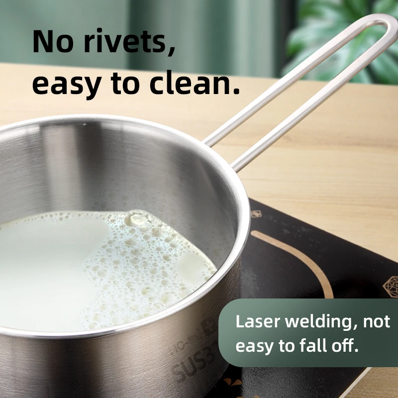 Milk pot 316 stainless steel cooking pots 16 18cm milk soup pot with glass lid