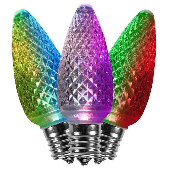 120v 1w C9 Color LED Change Bulbs C9 Multi-color LED Bulbs C9 Christmas Light C9 Faceted Bulbs