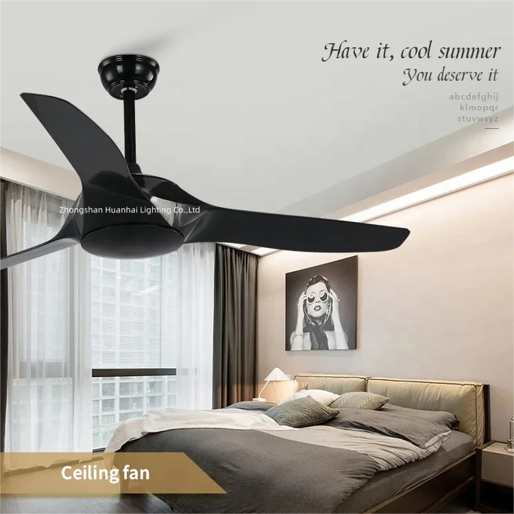 Circulating Conditioning Ventilador Cooling Bldc Black Abs Blade Ceiling Fan With Remote Control