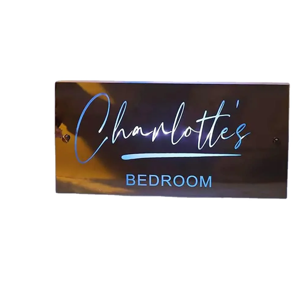 Hot Sale New Product Customized 12 Color LED Personalized Name Mirror Acrylic Light Up Mirror Bedroom Decoration