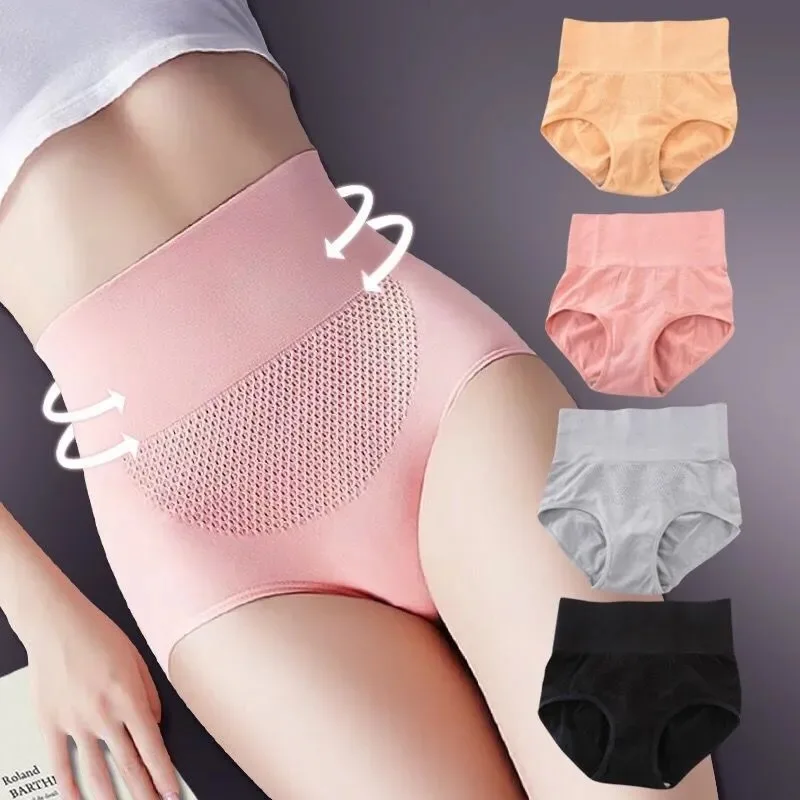 YCH 3D Honeycomb High Waist Seamless Thermal Underwear Cotton Crotch Plastic Belly Panties