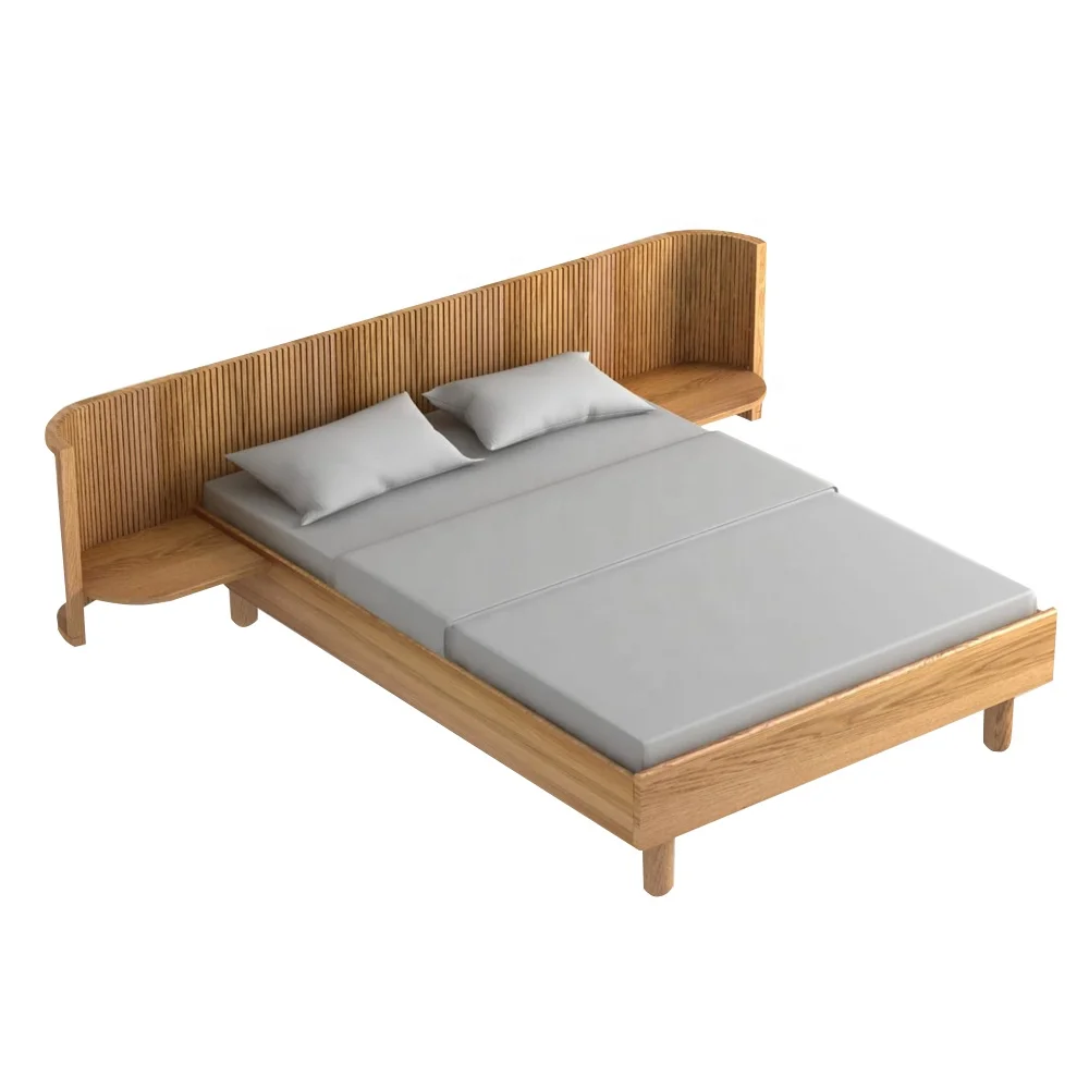Modern Simple Designs Solid wood frame stylish bedroom furniture king size bed luxury Double Bed wholesale with headboard