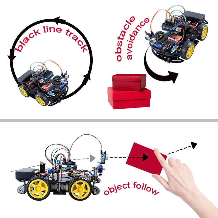 Заводской умный робот для обхода препятствий 4WD V2.0 DIY Набор роботов IDE C ++ Программирование робототехники стартовый комплект