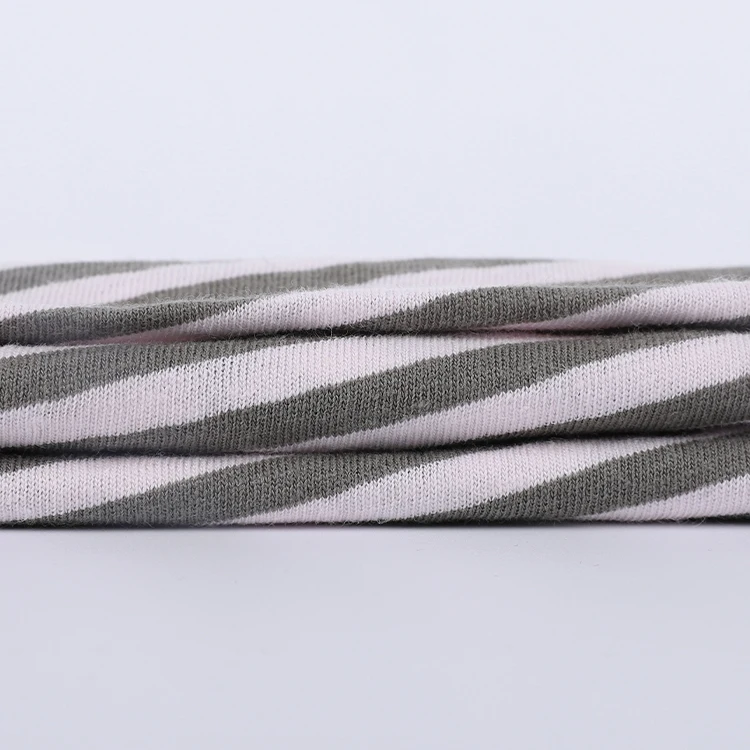 
50%Linen 50%Cotton Yarn Dyed Feeder Knitted Stripe Jersey Hemp Fabric for Garment Trousers T-Shirt 