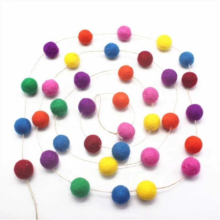 
Amazon top seller 2020 Felt Ball Garlands christmas wool felt ball garland 