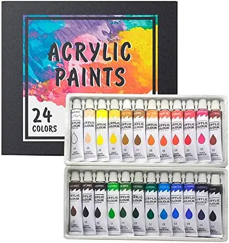 Acrylic Paint Set for Adults and Kids 12mL Paints for Canvas, Wood & Ceramic Non-Toxic Craft Paint Sets