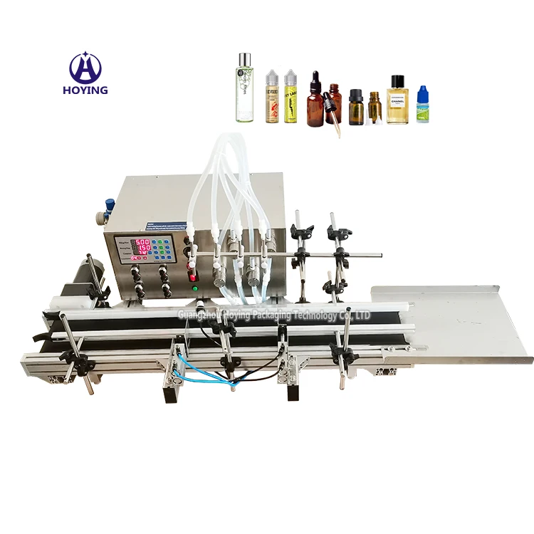 6 Heads Automatic Oral Liquid Essential Oil Solvent Glass Vial Small Bottle Filling Machines With Conveyor For Perfume