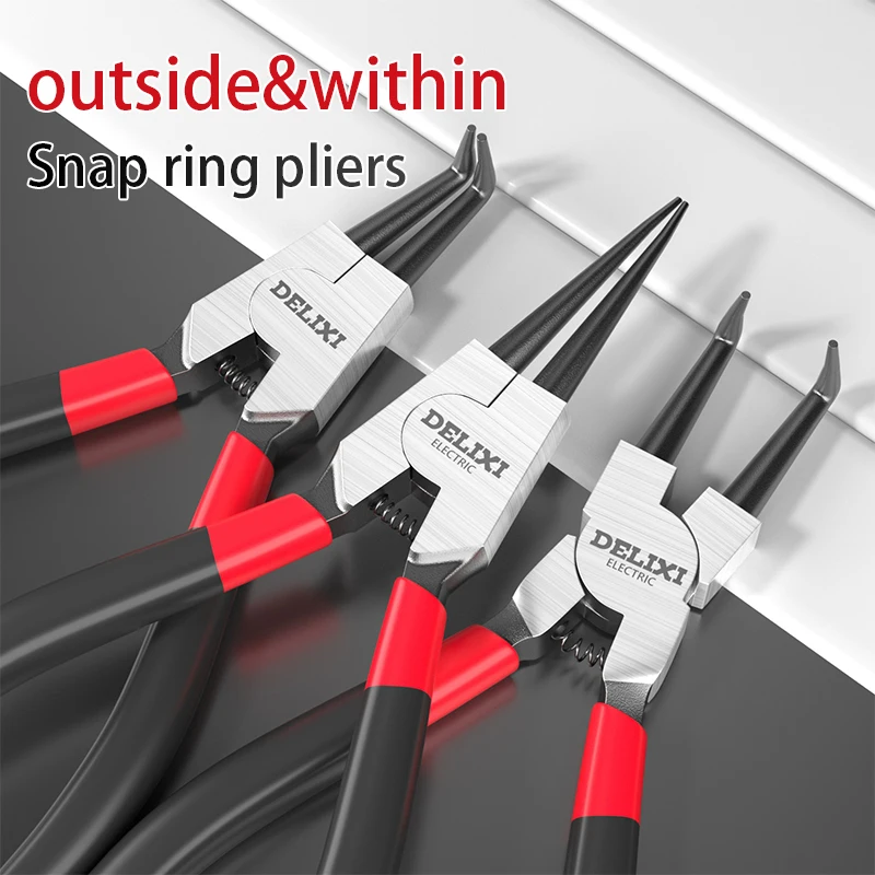 Straight-headed internal and external elbow hand tools 5-inch 7-inch carbon steel circlip pliers