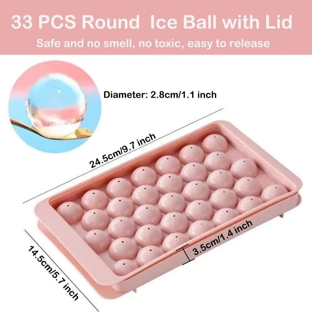 Amazon TOP Seller BPA Free Ice Ball Maker Mold Plastic Mini Round Ice Cube Tray With Lid Bin and Scoop