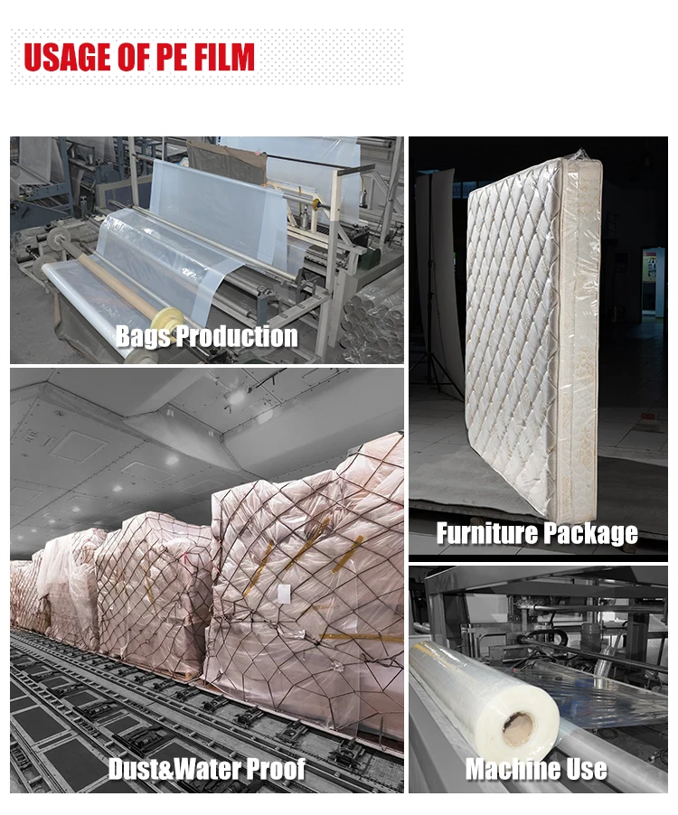 Big Sizes Hdpe Ldpe Roll Film Jumbo Polythene Sheet Roll 50 Micron For Cargo Dust Proof