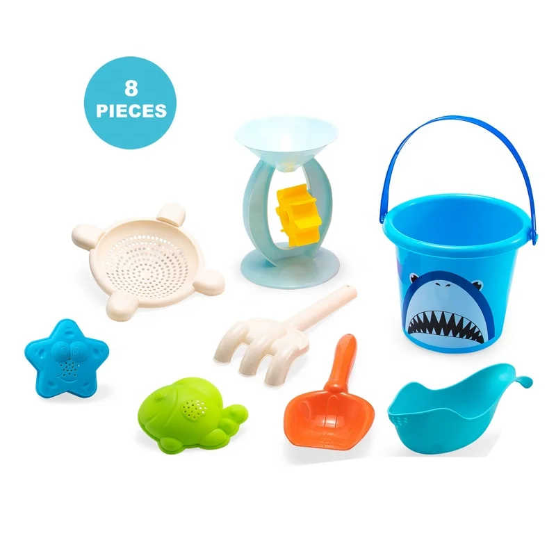
2020 New 8 pcs Eco Friendly Summer Outdoor Toys Animal Funny Plastic Beach Bucket Sand Toy For Kids 