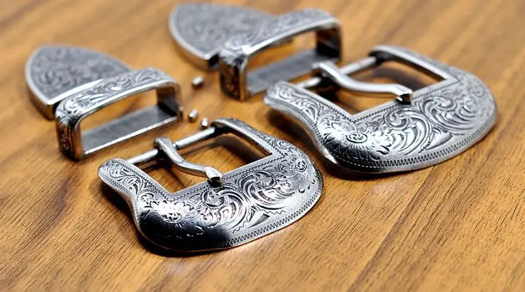 Inner width2.5cm 3.0cm 3.5cm 4.0cm zinc alloy western 3 pieces buckle set single prong pin buckle