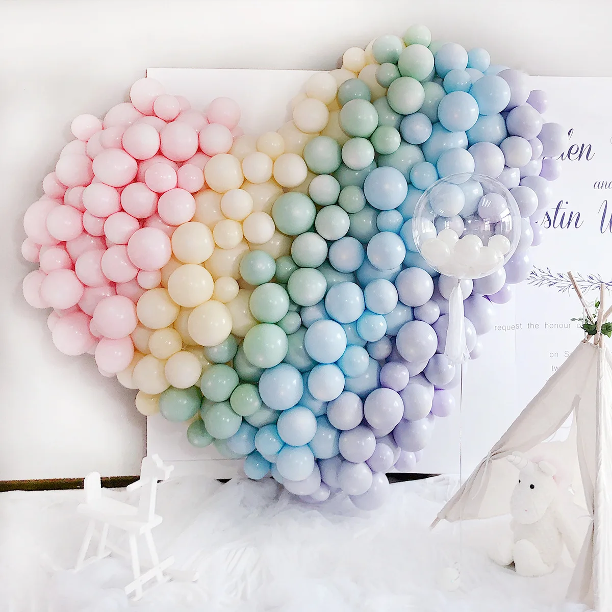 100pcs 10inch  Thickened  Wedding Birthday Decoration Candy Macaron Color Double-Layer Latex Balloon Balloon Arch Set