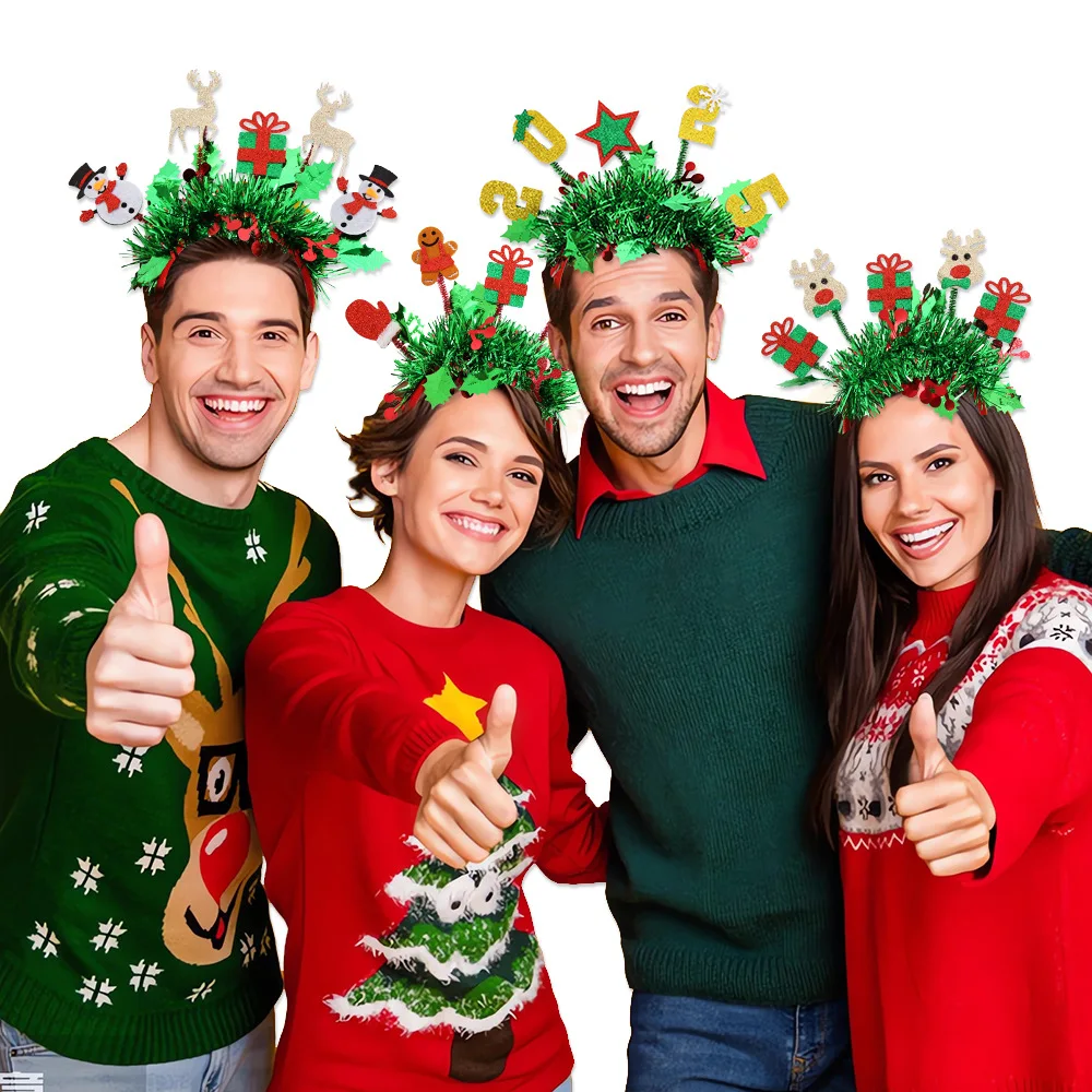 New Design Christmas 2025 New Year Hot Sale Snowman Santa Claus Digital headwear For Gifts