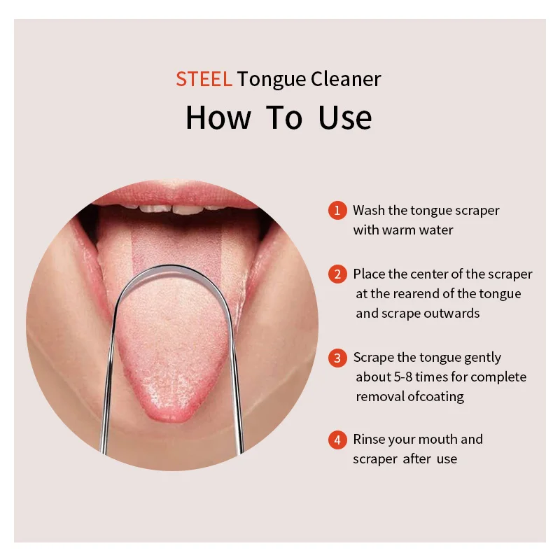 High quality tongue cleaner custom logo hot selling tongue scraper stainless steel wholesale private label tongue scraper