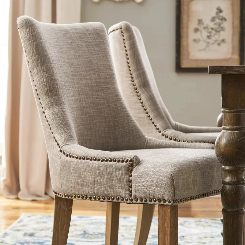 Modern Classic Design Room Furniture Table  Wood Legs Fabric Upholstered Dining Chair