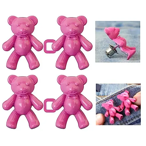 Factory Custom Adjustable Bear Jean Button Pin Detachable Decorative Waist Buckles No Sewing Required  Fit Tighten