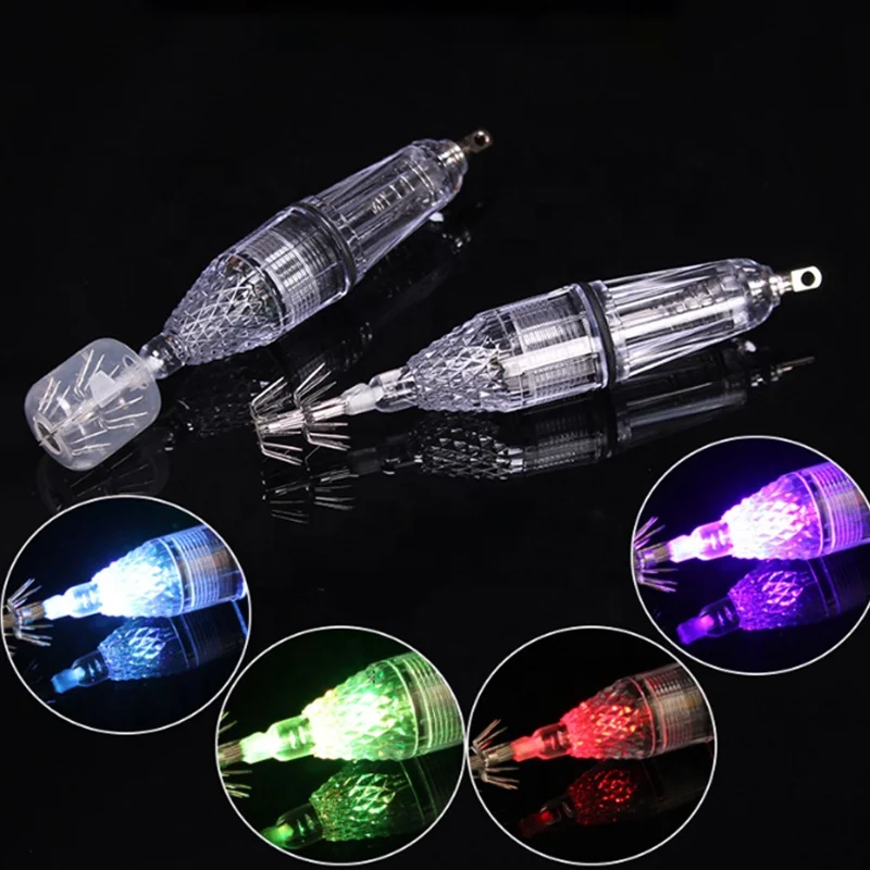 12cm 17cm Waterproof Night Fishing Tackle Colorful Plastic Fishing Tackle LED Squid Fishing Light With Octopus Hooks