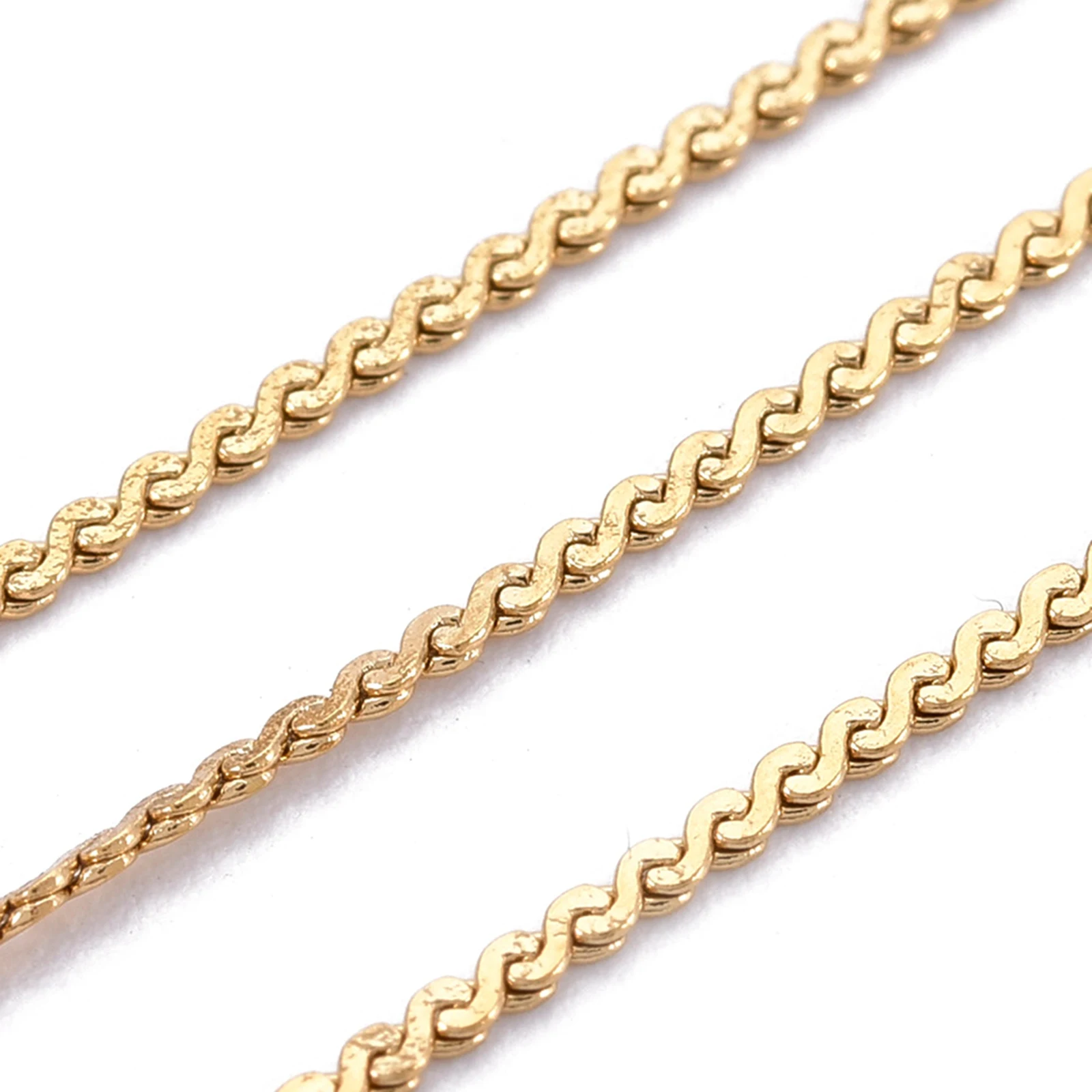 PandaHall 304 Stainless Steel Golden Serpentine Chain